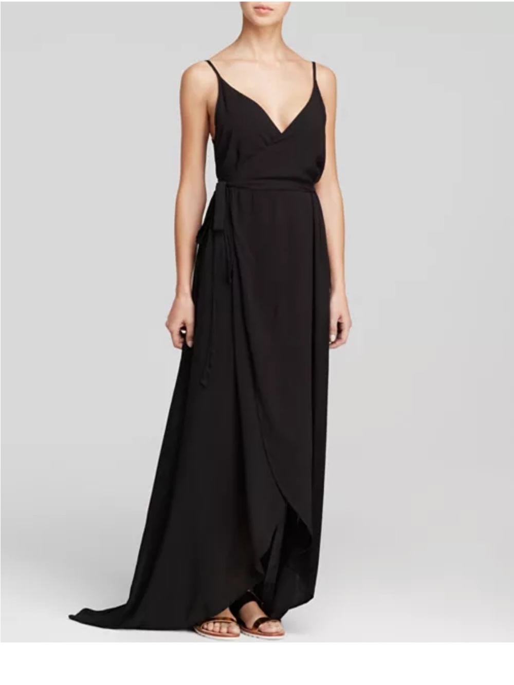 NWT Wildfox Swim Black Sleeveless Maxi Wrap Dress with V-Neck